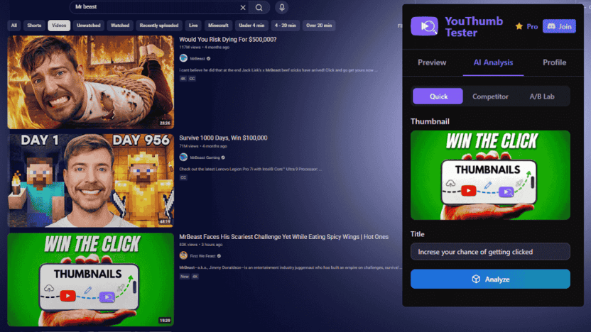 Real-Time Feed Preview - YouThumb Tester feature preview
